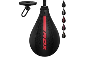 RDX Poire de Vitesse Boxe, Sac de Boxe, Cuir Speed Punching Ball, Plafond Pivotant RotuleD'entraînement Karate Fitness Gym MMA Kickboxing Muay Thai Arts Martiaux Doups de Pied Bag Adulte