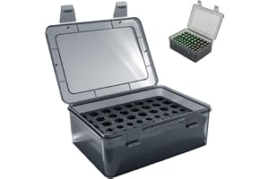 Dedikerad batterilåda för 54 AAA AA-batterier gamla batterier samlingsbox | Batteriförvaring arrangör, svart transparent plastbatterilåda säker förvaring