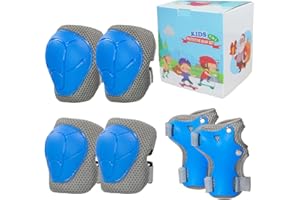 LANOVAGEAR Protecciones Set para Niños 2-8 Años Ajustables Rodilleras, Coderas y Muñequeras para Bicicletas, Patinetas, Scooters, Patinaje, Escalada en Roca