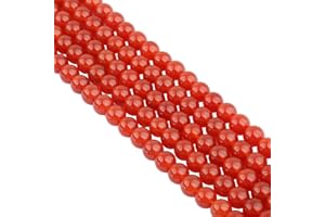 mookaitedecor Cornaline Perles Pierre Naturelles 8mm, Rondes Perles en Vrac Pierres pour Fabrication de Bijoux Guérison DIY Bricolage