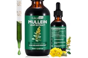 VORTEXONIX Mullein Drops for Lungs, Mullein Leaf Extract Supplement, Natural Mullein Herbal Supplements, Mullein Leaf Extract for Lung Cleanse and Respiratory Support - 2.02 fl oz