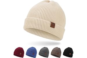BARFULKER Mütze Herren Damen Winter Beanie Mütze Warme Wintermütze Thermo Dehnbare Strickmützen Bequem Wollmütze Winddichte Laufmützen Cuffed Hats für Frauen Männer Unisex