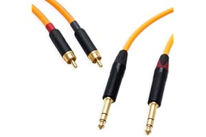 DESIGNACABLE Pseudo Balanced RCA Phono to TRS Jack Lead (PAIR). Van Damme Starquad Cable (4m, Orange)