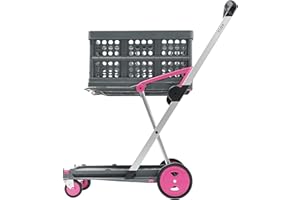 CLAX® Carro de mano, carro de transporte, plataforma, carrito con ruedas, incluye caja plegable, color rosa