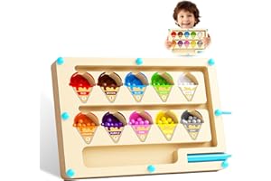 SoeUyd Giochi Montessori 3 4 5 6 Anni, Labirinto Magnetico Bambini di Numeri Colore, Imparare i Colori Gioco di Conteggio Ordinamento, Palline Magnetiche Colorate, Motricità Fine