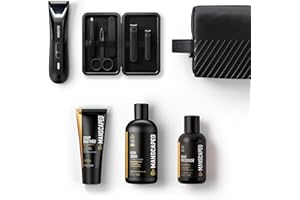 MANSCAPED® The Premier Package 5.0 ULTRA, mit The Lawn Mower® 5.0 ULTRA Intim- und Körperhaarschneider für Männer, Shears 3.0, Crop Preserver® Ball Deodorant, Duschgel, Crop Soother™, Shed 2.0