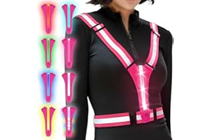 Ainiv Gilet de Sécurité Unisexe, Gilet Réfléchissant Running, Gilet Reflechissant Vélo LED Rechargeable USB-C, Harnais de Reflechissant Réglable pour Jogging, Randonnée, Promener Le Chien