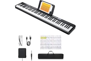Donner DEP-1 Piano Keyboard de 88 teclas, teclado digital para principiantes, teclas dinámicas, piano electrónico portátil con pedal de sostenimiento, bolsa de transporte y adhesivo para teclado