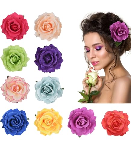 Pince clip barette cheveux broche compositions florale fleurs roses