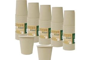 cotigo Vasos Desechable Café-120 ml-Pack de 200-Vasos Cartón Café Expresso-Café Cortado-100% Biodegradables-Reciclable-Apto Bebidas Calientes y Frias-Color Natural-Vasos Papel para Fiesta