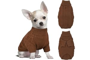 Hjumarayan Hundepullover Kleine Hunde - Schlicht & Elegant Hunde Pullover, Warm Hundepullover mit Geschirrloch, Schöner Hundepulli mit Beinen Hund Pullis für Chihuahua (Kaffee XS)