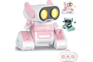 Pmgud Robot giocattolo per bambini, robot telecomandato con musica, robot RC ricaricabile, un regalo per ragazzi e ragazze dai 3 anni in su, rosa