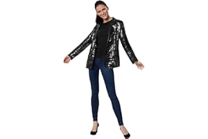 dressforfun 900995 Damen Pailletten Blazer, Langarm Glitzer Jackett - Diverse Größen -