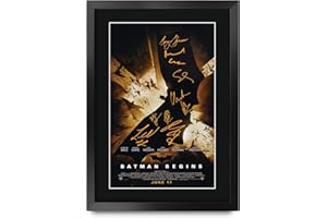 HWC Trading A3 FR Batman Begins Christian Bale Geschenke Printed Poster Autogramm Bild für Film-Memorabilia Fans Signed - A3 Eingerahmt