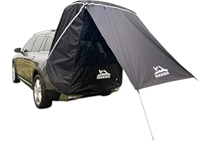Hasika SUV Camping Tent Car Tailgate Shade Awning with Screen Net Midsize to Full Size SUV Van Waterproof 3000 MM UPF 50+ Black