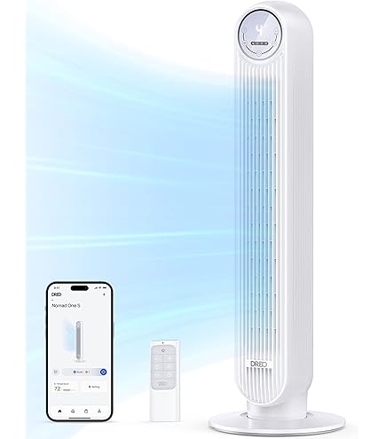 Rowenta Eole Home VU6980F0 – Ventilatore A Torre Silenzioso Con 7 Velocità, 3 Modalità E Telecomando, Design Elegante In Tessuto