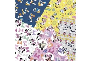 UNISHOP Set de 5 Rollos de Papel de Regalo, 70x200cm/ Unidad, Papel para Envolver de Navidad, Infantil, Dibujos (Mickey)