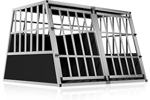 CADOCA® Cat & Dog Travel Crate for Car | Animal Carrier Transport Box Cage | Robust, Lockable, Aluminium Pet Animal Car Transport Box For Trunk Boot | 97x90x70cm | XXL