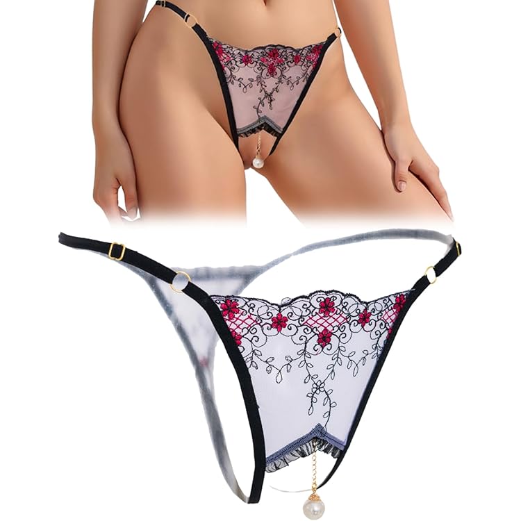 comeondear G-String Sexy Tanga Voor Vrouwen Met Strass Delicaat Borduurwerk Erotisch Ondergoed Grote Maten Braziliaanse Slip Dames Lingerie Verleidelijk Bikini Verstelbare Mini 1-Rood,S