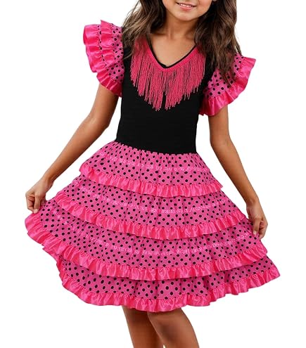 Costume Flamenco Enfant Satin EFLALYHG Robe De Flamenco Espagnole Pour Filles, Jupe De Danse De Corrida Espagnole, Longue Robe De Flamenco Pour Filles, Jupe De Concours De Salle De Bal, 360°, 140 Costume Flamenco Enfant Satin EFLALYHG Robe De Flamenco Espagnole Pour Filles, Jupe De Danse De Corrida Espagnole, Longue Robe De Flamenco Pour Filles, Jupe De Concours De Salle De Bal, 360°, 140