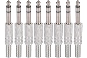 Greluma 8 Piezas Conector estéreo TRS de Audio de 6,35mm,Conector Jack Macho Soldado de 1/4" con Alivio de tensión de Resorte para Cables de micrófono de Guitarra y Altavoz