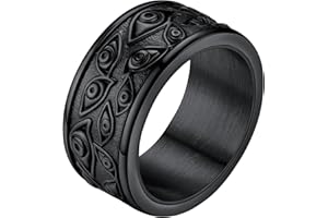 FaithHeart Spinning Anxiety Rings for Men Vintage Egyptian Eye of God Spinner Ring Stainless Steel/Gold Plated/Black Fidget Rings Cool Gothic Jewelry Size O - Z+3 Engravable Custom