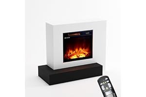 KAMINLICHT Elektrokamin Standkamin mit Heizung und Kaminfeuer - elektrischer Kamin mit LED-Licht, Heizlüfter, Holz-Deko & Fernbedienung, max. 1500 W - 93x75x41 cm, Weiß