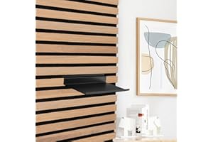 YCBTREE Regal für Akustikpaneele, 40×15cm Slatwall Regale Metall Schwebende Wandregale Akustikpaneele Ablage für Akustikpaneele Lamellen Wandpaneele (40×15cm, Regal)
