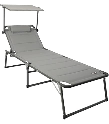 Lettino Prendisole BRUNNER Marbella High - Seduta Alta 48cm, Pieghevole, Portata 120kg, Nero/Grigio - Foto 10