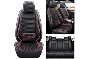maiqiken Autositzbezug Für Skoda Octavia 1998-2025 Komplettset 5-Sitze Sitzbezüge Allwettereinsatz Auto PU Ledersitzbezug Vorne und Hinten,Standard - Schwarz rot