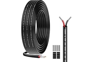 HULUWA Cable Eléctrico 16 AWG 2 x 1,3 mm² UL2464-5 Metros, 2 Conductores de Cobre Estaño, 300V, Ideal para Iluminación LED Auto, Casa y Aplicaciones Exteriores