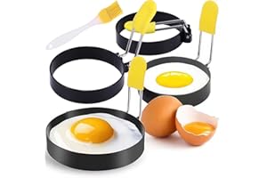 ZONKSTEE Egg Rings Set, 4-Pack Non-Stick Stainless Steel, Round, Chrome, For Fried Eggs, Pancakes, Mcmuffin, Omelettes, Crumpets