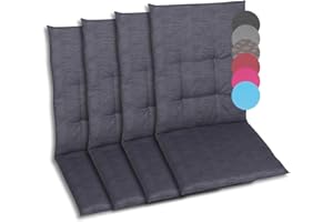 GO-DE Textil Comfortable and attractive upholstery cushions for middle back garden chairs (set of 4, plain anthracite, middle back)