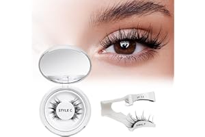 Ciglia Finte Magnetiche Naturali, Ciglia Magnetiche Riutilizzabili con Applicatore, Non Richiede Colla Ciglia Finte Magnetiche QUEWEL Facili da Indossare e Rimuovere con Istruzioni (Set-C-1 Paia)