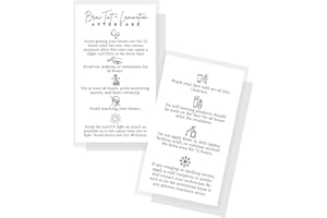 LASHICORN Brow Tint + Lamination Aftercare Cards | 50 pack | Physical Printed 2x3.5” inch Business Card Size | Brow Artist Supplies | Minimalist | White Card Design