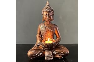 FGXY Figura Decorativa de Buda Tailandés Meditando, Estatua de Buda Sentado con Portavelas, Escultura de Buda Zen Garden, Grande Estatua Buda Mediación, para Interior y Exterior
