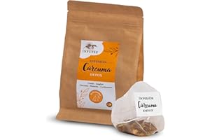 INFUFEE Infusión Detox de Cúrcuma y Jengibre - Té Antioxidante y Antiinflamatorio con Pimienta Negra, Canela y Cardamomo - Plan Adelgazante Natural 15 Dias- Infusión Sin Teína para Dieta Depurativa