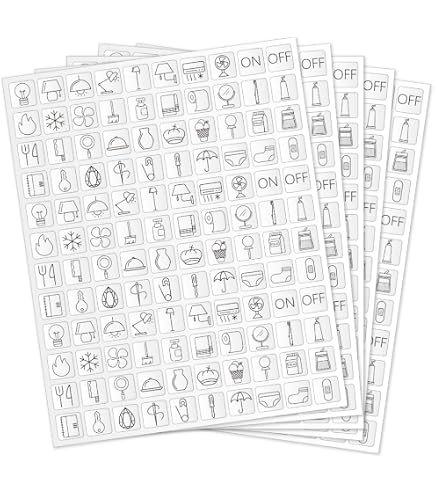 Autocollants Pour Interrupteurs - 900 Étiquettes - Motifs Électroménagers (Ampoule, TV, Etc.) - Taille 6x20mm Et 15x15mm - PVC Noir - 6
