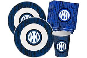 Isola Party Kit festa di compleanno Inter eco-friendly (24 piatti, 24 bicchieri, 40 tovaglioli)