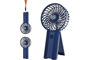 Wastou Ventilador Portátil, Mini Ventilador Silencioso Recargable USB, Ventilador Personal Pequeño de 4 Velocidades, Ventilador de Mano de Bolsillo con Batería para Viajes, Oficina