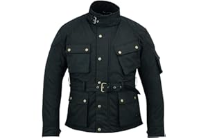MODERNAGE Men's Wax Cotton Waxed Motorcycle Jacket Motorbike Top | Waterproof Lined | Armoured Biker Textile Winter Coat for men | Touring | Urban | Riding- Black
