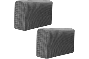 Anwangda Juego de fundas de reposabrazos gruesas, suaves, protectores antideslizantes para muebles, 2 unidades por paquete, funda protectora de reposabrazos para silla, sofá, sofá (gris oscuro)