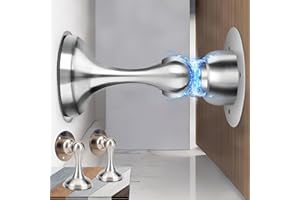 MOBUMEIA 2 Pezzi Fermaporta Magnetico, Fermaporte Nessun Pugno in Acciaio Inossidabile, Ferma Porta da Pavimento Muro Adesivo, Door Stopper Pesante Bloccaporta per Ufficio, Hotel, Camerette (Argento)