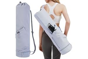 sportsnew Sac Yoga Tapis Rangement pour Tapis de Yoga Femme Sac de Yoga Sac pour Tapis de Sport Séparation Humide et Sèche Ochette à Cordon pour Bouteille d'eau et Poches Latérales Zippées