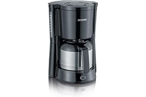 SEVERIN Cafetière Filtre "Type", 1 000W, 1L, Jusqu'à 8 tasses, Verseuse inox isotherme, Porte-filtre amovible, Noir, KA 4835