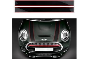 OYDDL 2 adesivi per cofano del motore, compatibili con Mini Cooper R56 R55 R50 R53 R60 F56 F55 F54 F60 – Adesivo universale per auto con panno e raschietto (rosso e nero)