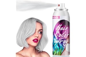 AFDEAL Spray de Coloration Temporaire pour Enfants et Adultes, Spray de Coloration Lavable pour Accessoires, Fête, Halloween, Noël, 100ML, Blanc Argenté