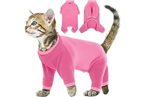 PUMYPOREITY Ropa para Gatos, Chaleco Suéter con Mangas Ropa Invierno Abrigo Pullover Gatos Body Traje de Recuperación(Rosa, XS)