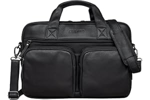 STILORD 'Caesar' Borsa Ventiquattrore Uomo in Pelle Borsa Grande a Tracolla Insegnate da Donna Porta Computer per Ufficio, Colore:ossidiana nero