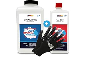Epoxidharz mit Härter | 3,0kg GfK set | Profi Qualität glasklar & geruchsarm | Gießharz für Holz + Schutzhandschuhe